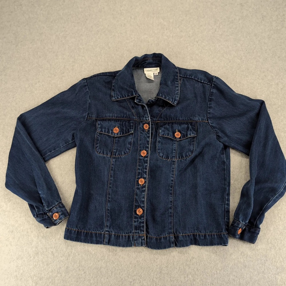 Coldwater Creek Jacket Womens Small Blue Embroidered‎ Floral Outdoor Denim Camp